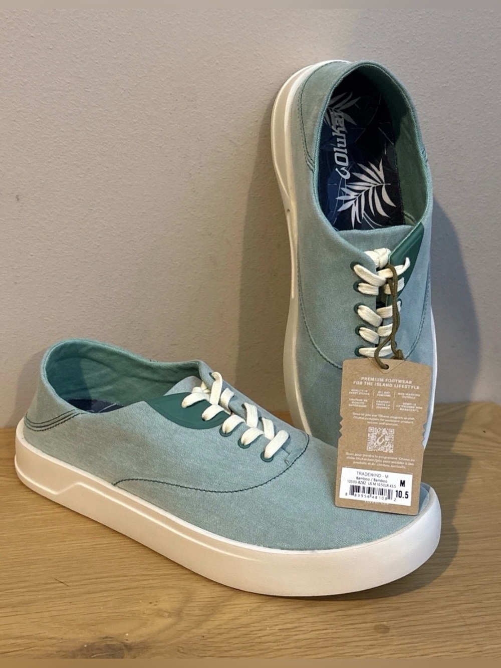 OluKai Tradewind Canvas Casual Sneakers Men’s Sz 10.5 Bamboo Green NEW